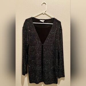 Notations Black Glitter Long Sleeve Top